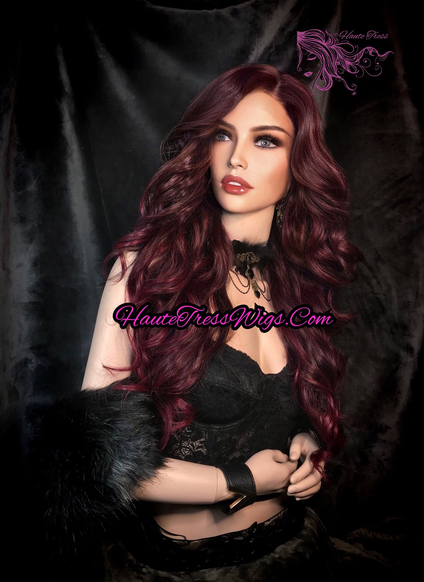 Red Wine Mix, Bombshell Wig, Layered Red Wig, Burgundy Wig, Human Hair Blend, Heat Safe, Realistic Wig, Wine Wig, Alopecia, Lace Front Wig