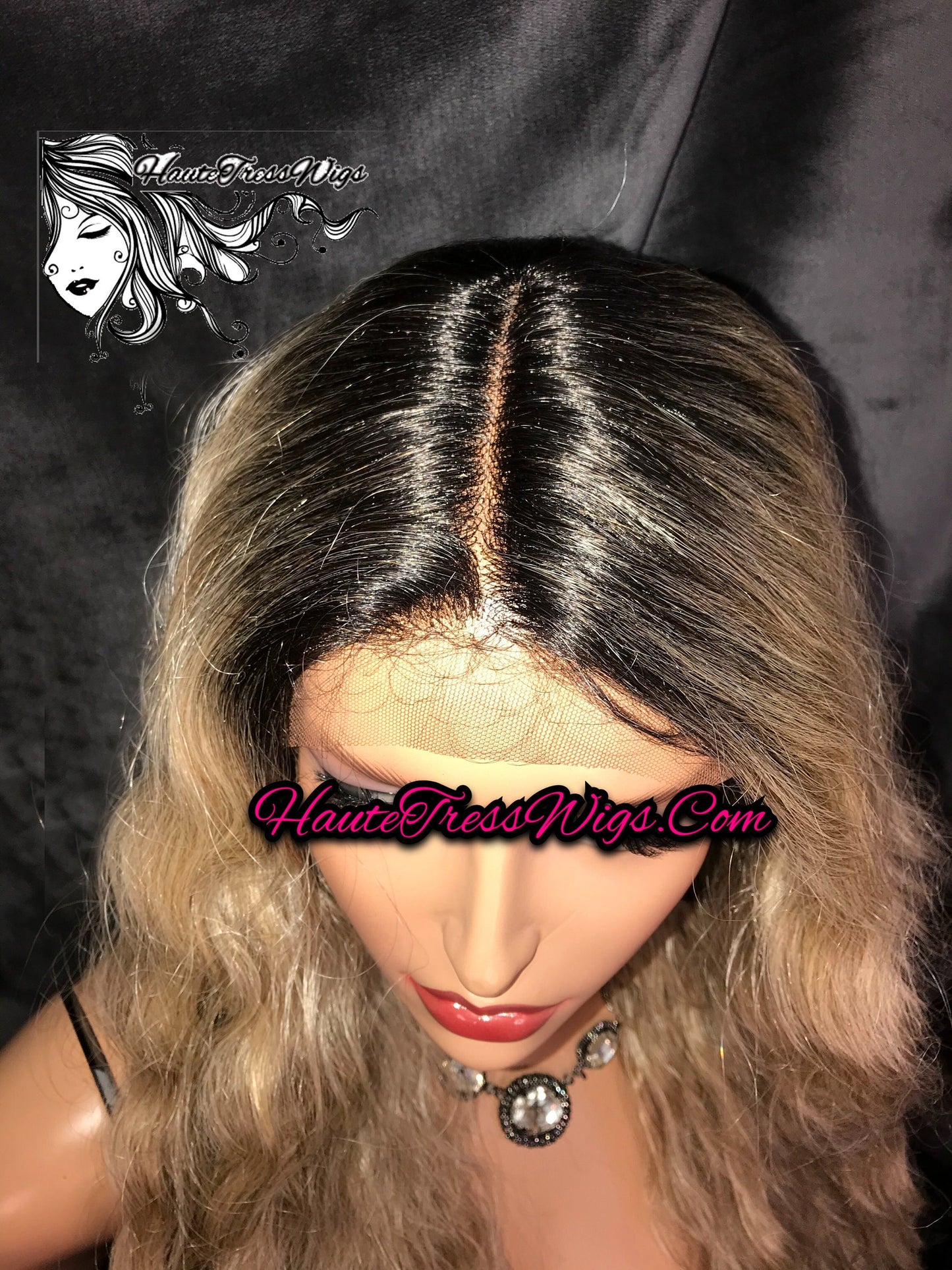 Balayage Blonde, Ash Blonde, Ombre Blonde, Dark Root, Spanish Wave, Beach wave, Wavy, Human Hair Blend, Bombshell Wig, Lace Front Wig
