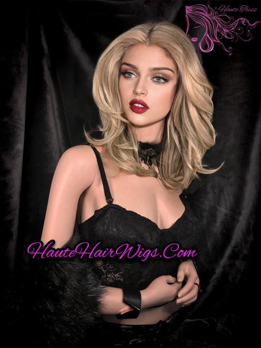 Ash Blonde, Cool Blonde, Layered, Flip, Human Hair Blend, Bob, Bombshell Wig, Heat Safe, Lace Front Wig - Stockholm